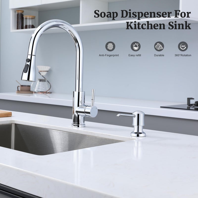 Ultimate Unicorn Soap Dispenser for Kitchen Sink Chrome Upgrade Built-in and Refill-from-Top Design with Liquid Hand & Dish Soap Bottle - Image 4